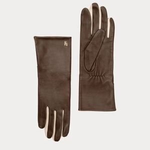 Frances Valentine NWT $128 Dark Chocolate Brown DEEP V LEATHER GLOVES Size Large
